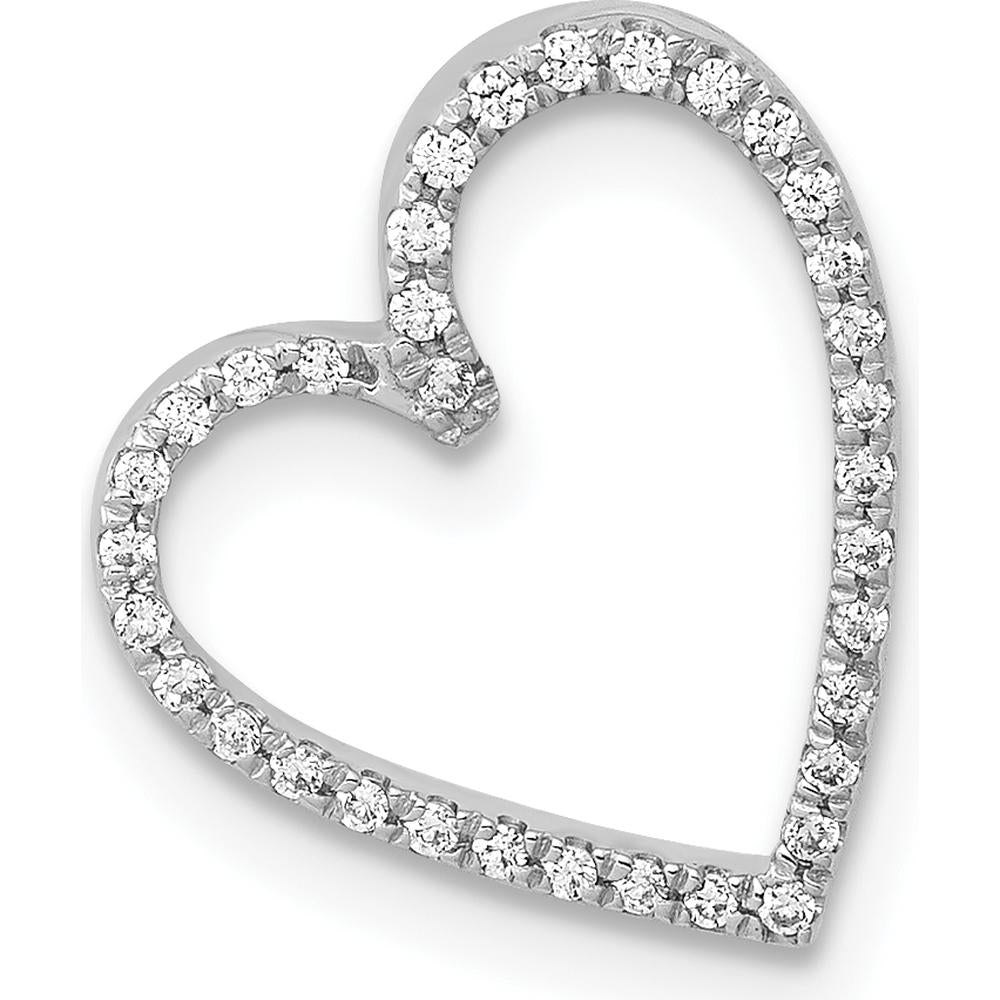 14K White Gold 0.007 Carat Round Diamond Heart Slide Pendant by Monteluci Fine Jewelry