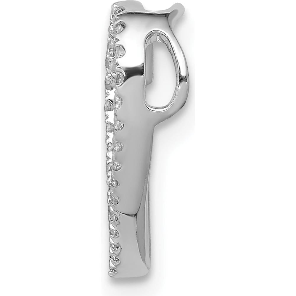 14K White Gold 0.007 Carat Round Diamond Heart Slide Pendant by Monteluci Fine Jewelry