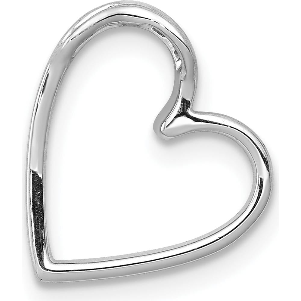 14K White Gold 0.007 Carat Round Diamond Heart Slide Pendant by Monteluci Fine Jewelry