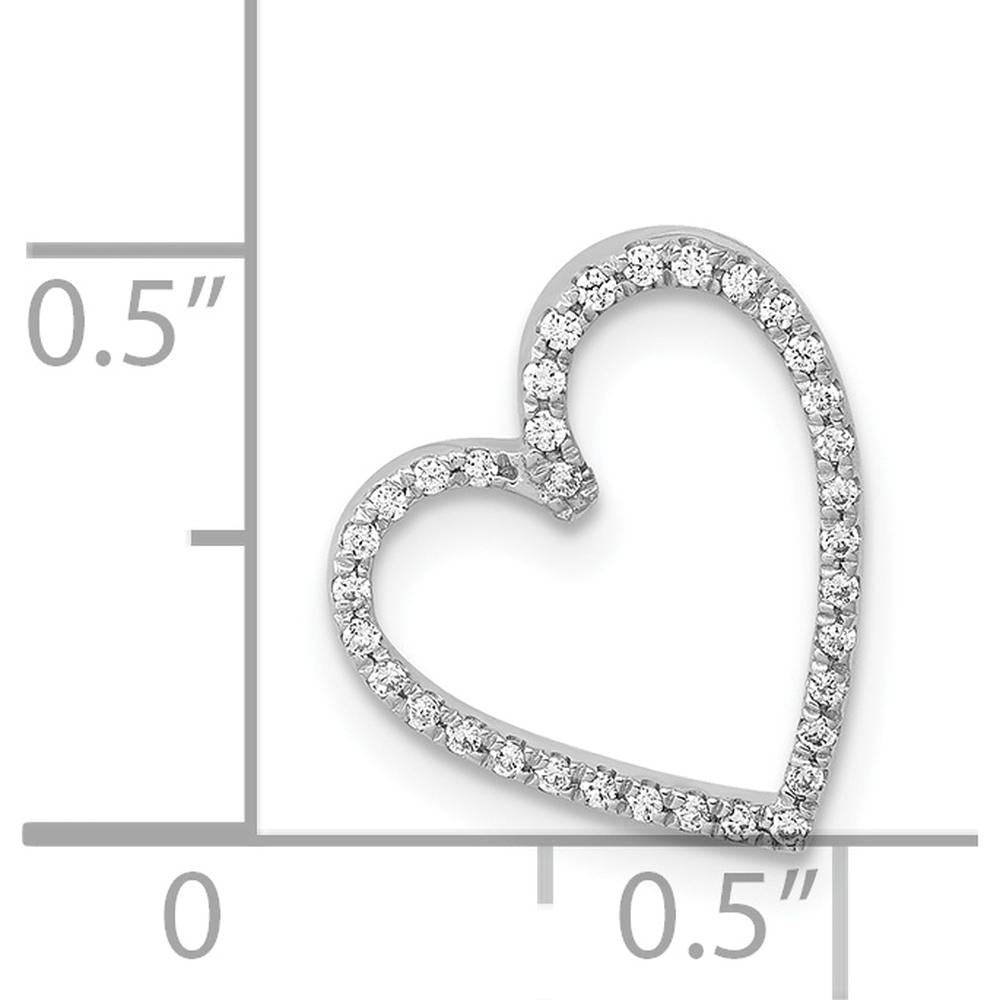14K White Gold 0.007 Carat Round Diamond Heart Slide Pendant by Monteluci Fine Jewelry