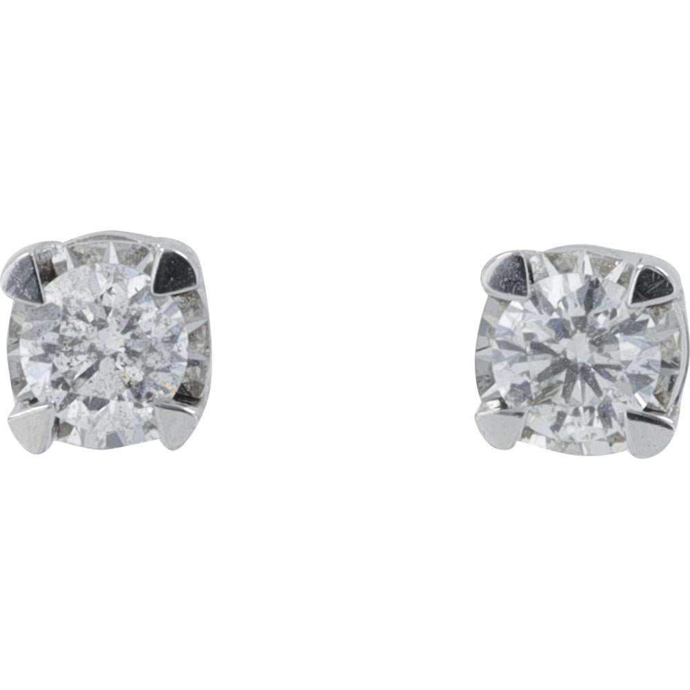 14K White Gold 0.10 Carat Round Brilliant Diamond Stud Earrings