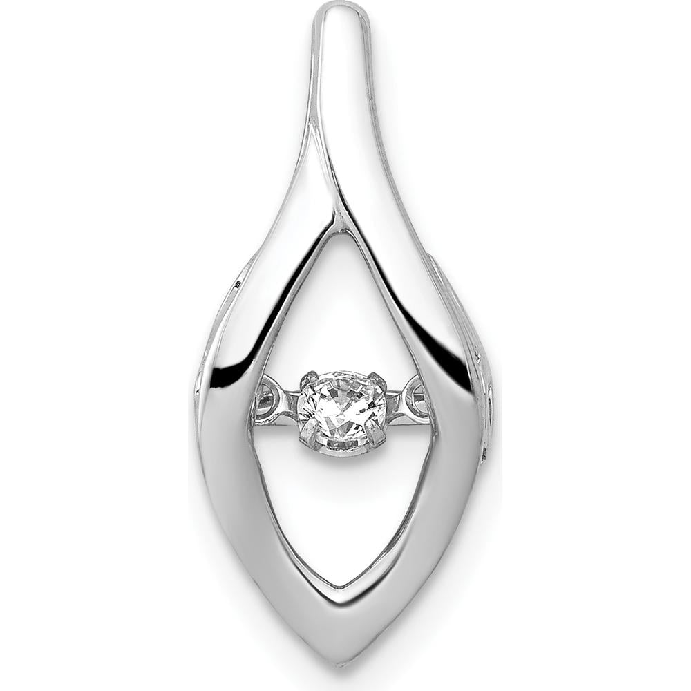 14K White Gold 0.10 Carat Round Diamond Moving Slide Pendant for Omega Chain by Monteluci Fine Jewelry