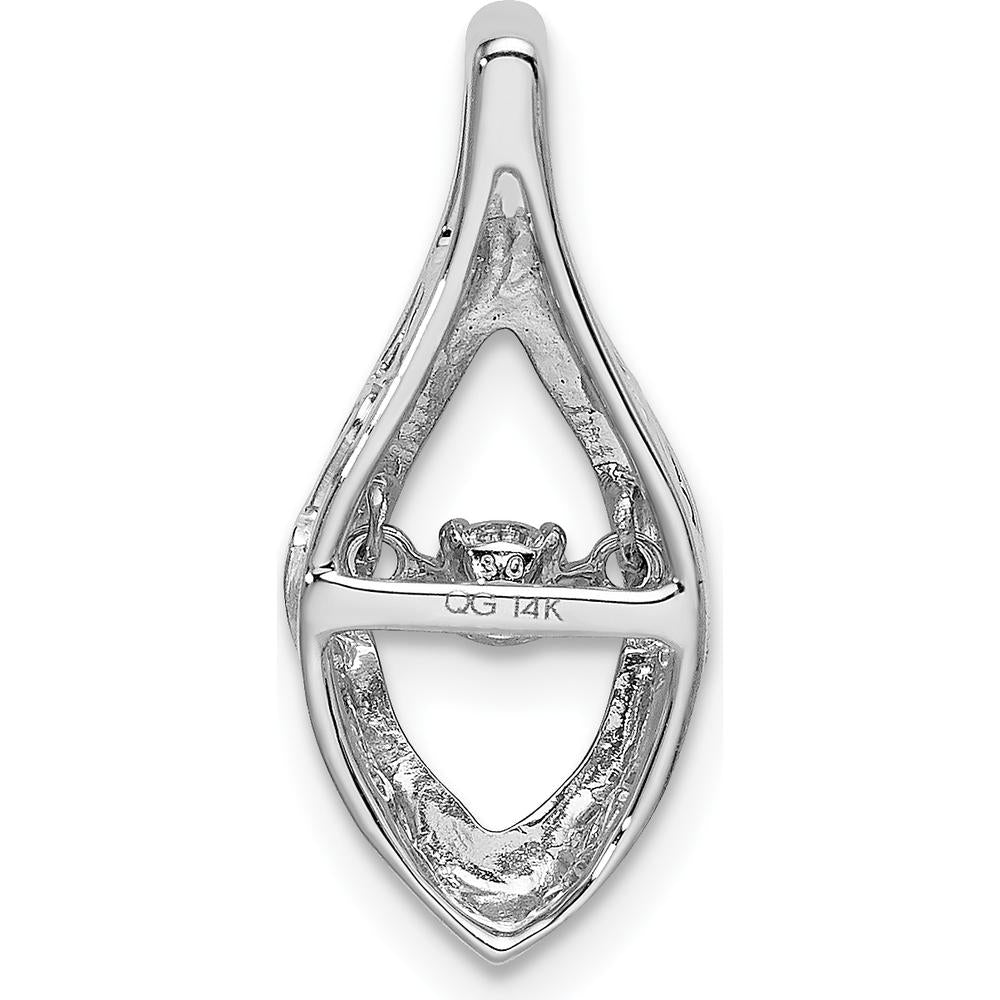 14K White Gold 0.10 Carat Round Diamond Moving Slide Pendant for Omega Chain by Monteluci Fine Jewelry