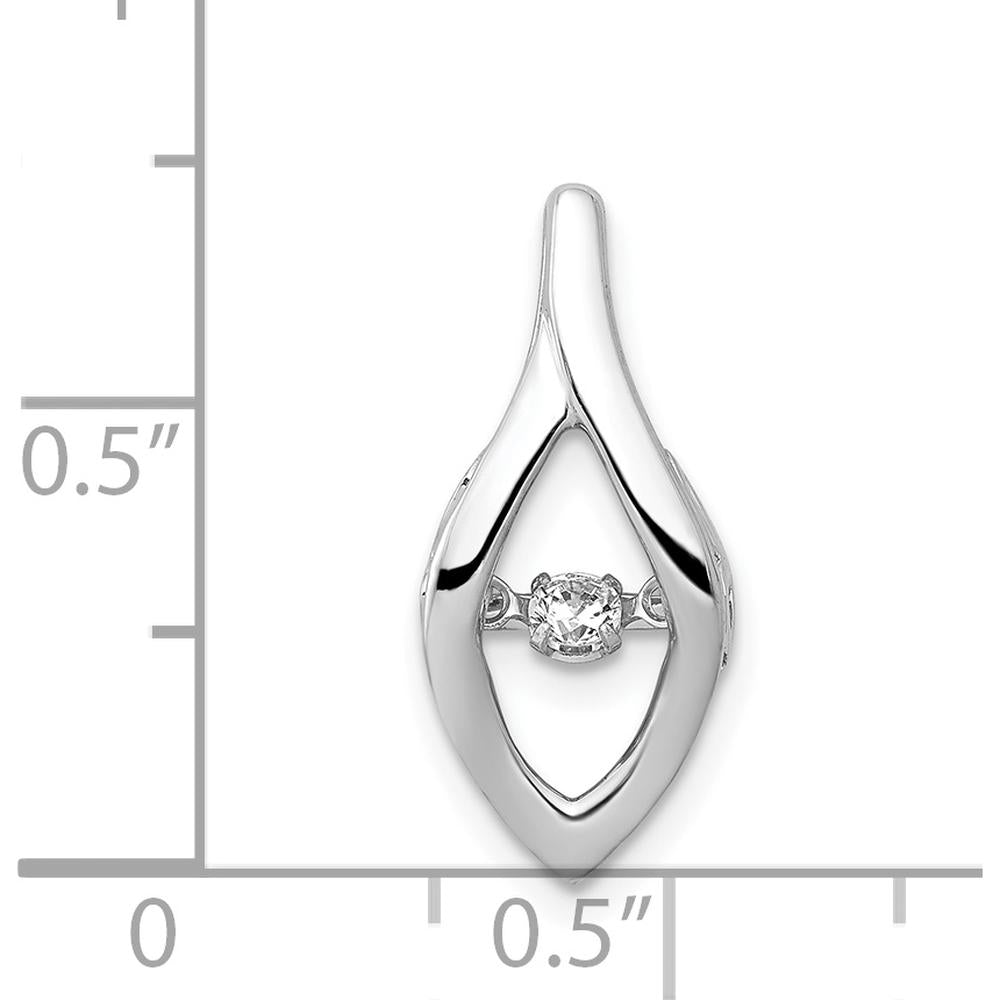 14K White Gold 0.10 Carat Round Diamond Moving Slide Pendant for Omega Chain by Monteluci Fine Jewelry
