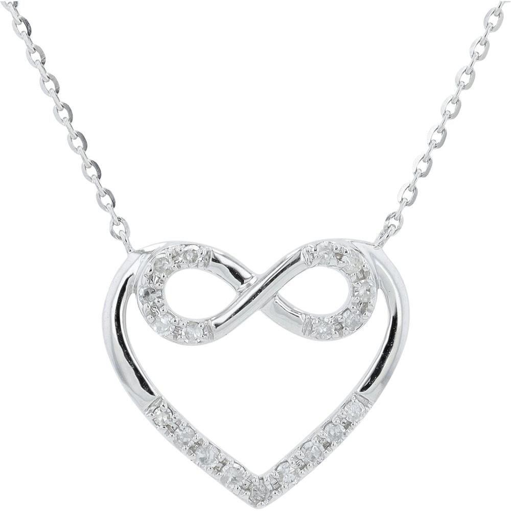 14K White Gold 0.12 Carat Diamond Infinity Heart Necklace