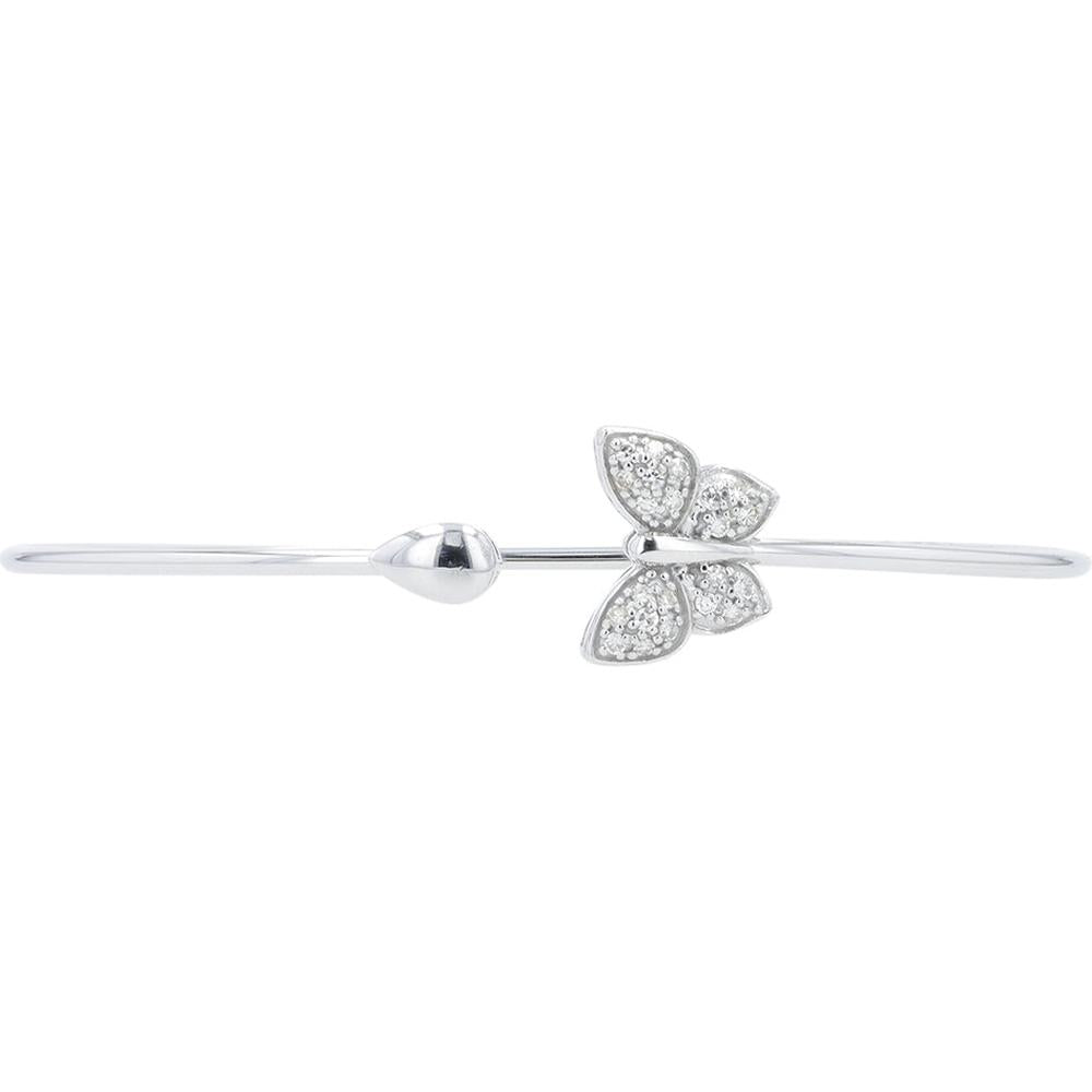 14K White Gold 0.15 Carat Diamond Butterfly Cuff Bangle