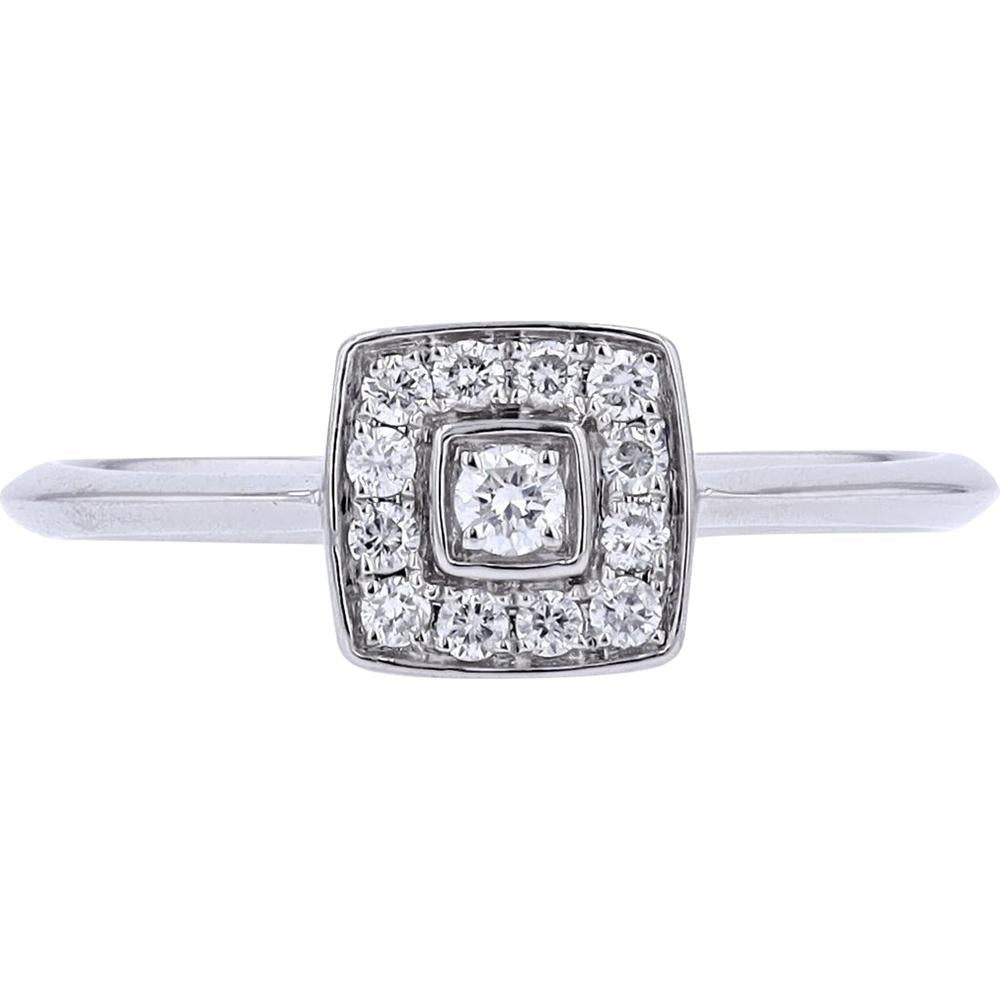 14K White Gold 0.17 Total Carats Weight Diamond Halo Engagement Ring