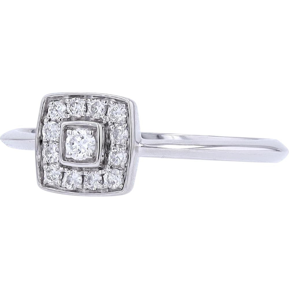 14K White Gold 0.17 Total Carats Weight Diamond Halo Engagement Ring