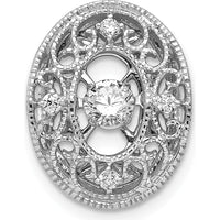 14K White Gold 0.2 Carat Round Diamond Vintage Filigree Pendant by Monteluci Fine Jewelry