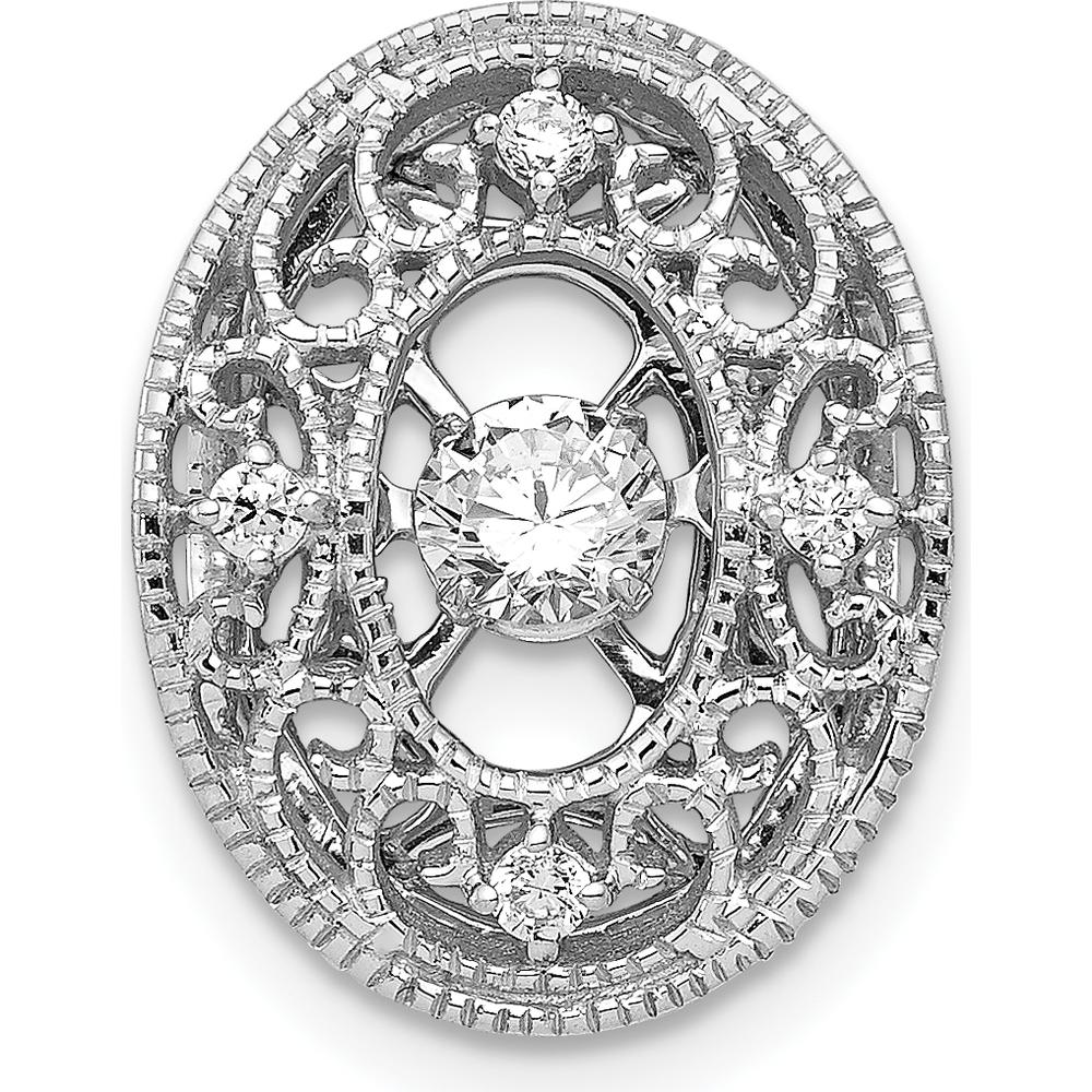 14K White Gold 0.2 Carat Round Diamond Vintage Filigree Pendant by Monteluci Fine Jewelry