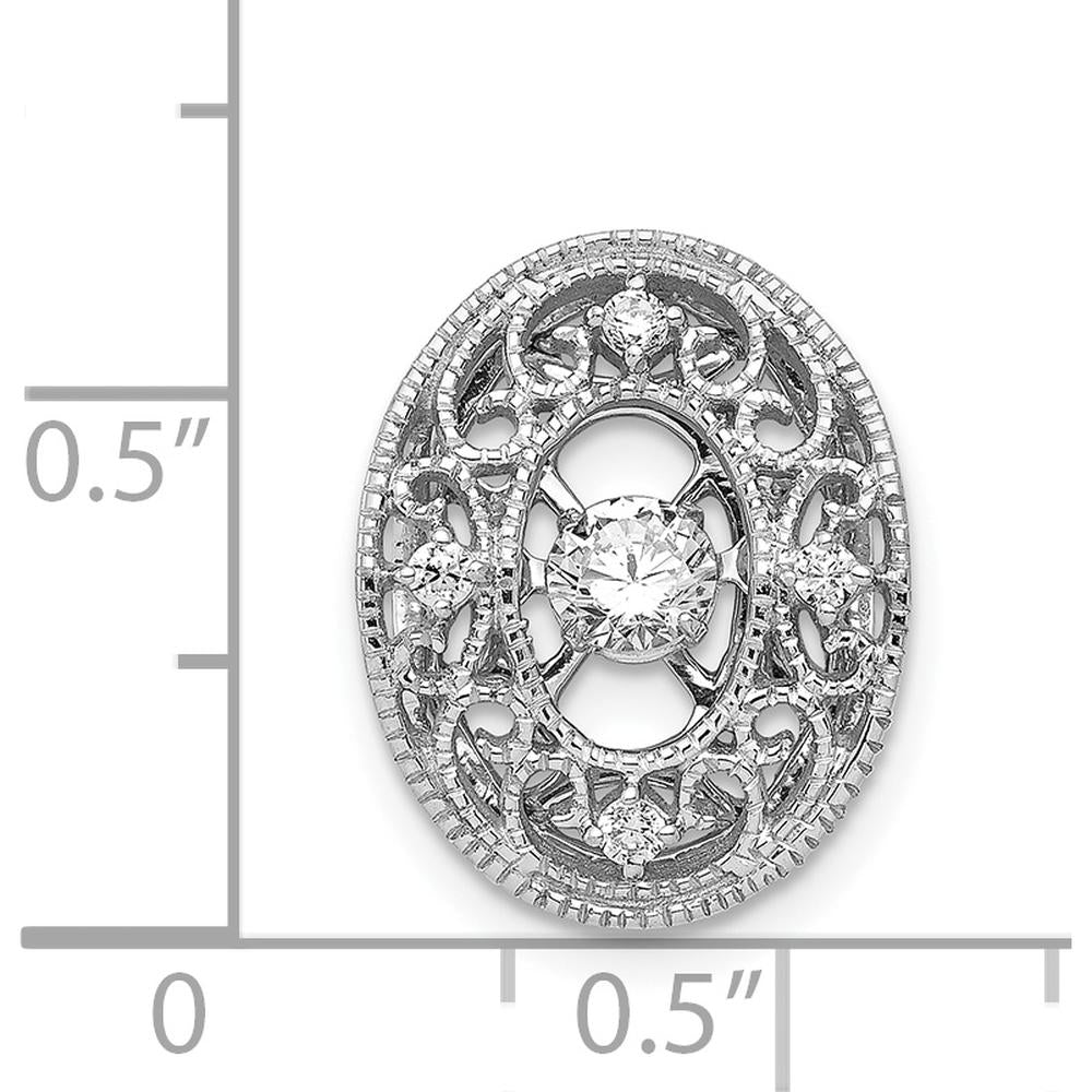 14K White Gold 0.2 Carat Round Diamond Vintage Filigree Pendant by Monteluci Fine Jewelry