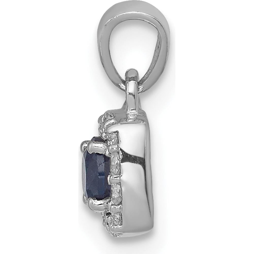 14K White Gold 0.20 Carat Blue Diamond Square Halo Pendant with Round White Diamonds - 0.096 Carat Total Diamond Weight by Monteluci Fine Jewelry