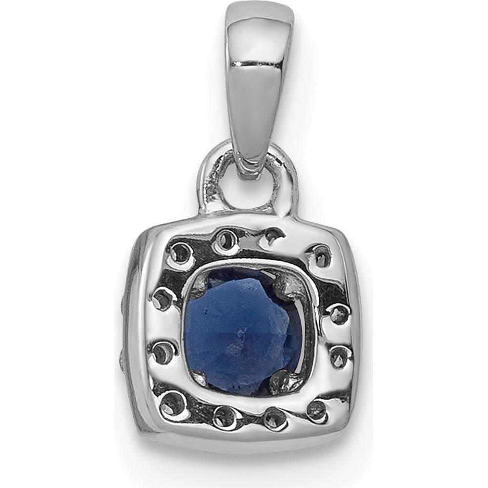 14K White Gold 0.20 Carat Blue Diamond Square Halo Pendant with Round White Diamonds - 0.096 Carat Total Diamond Weight by Monteluci Fine Jewelry