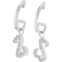 14K White Gold 0.20 Carat Diamond Heart Drop Earrings - 0.20 Carat Total Diamond Weight