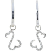 14K White Gold 0.20 Carat Diamond Heart Drop Earrings - 0.20 Carat Total Diamond Weight