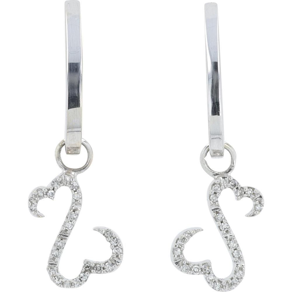 14K White Gold 0.20 Carat Diamond Heart Drop Earrings - 0.20 Carat Total Diamond Weight