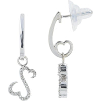 14K White Gold 0.20 Carat Diamond Heart Drop Earrings - 0.20 Carat Total Diamond Weight