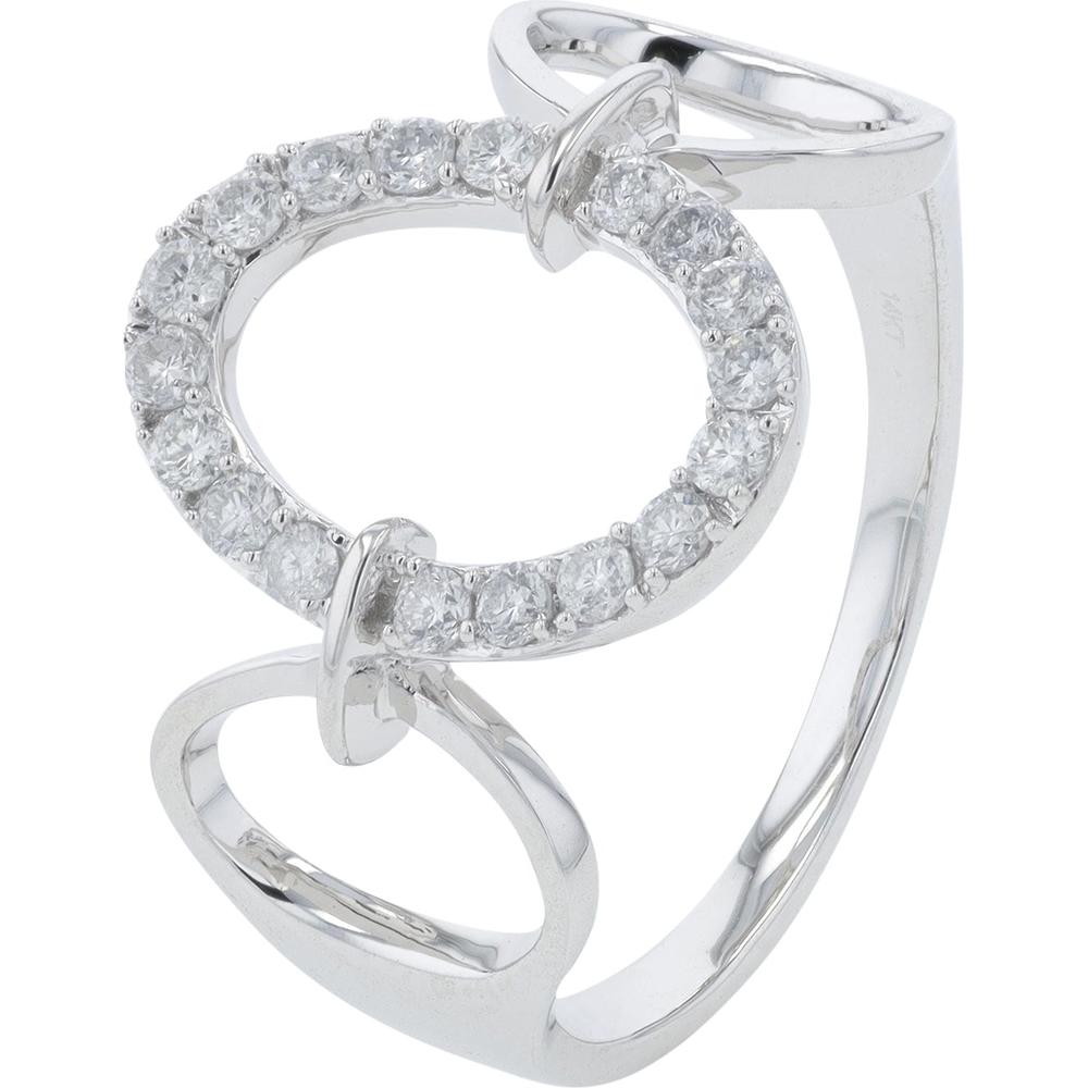 14K White Gold 0.30 Carat Diamond Open Oval Ring - Prong Set Sparkling Design