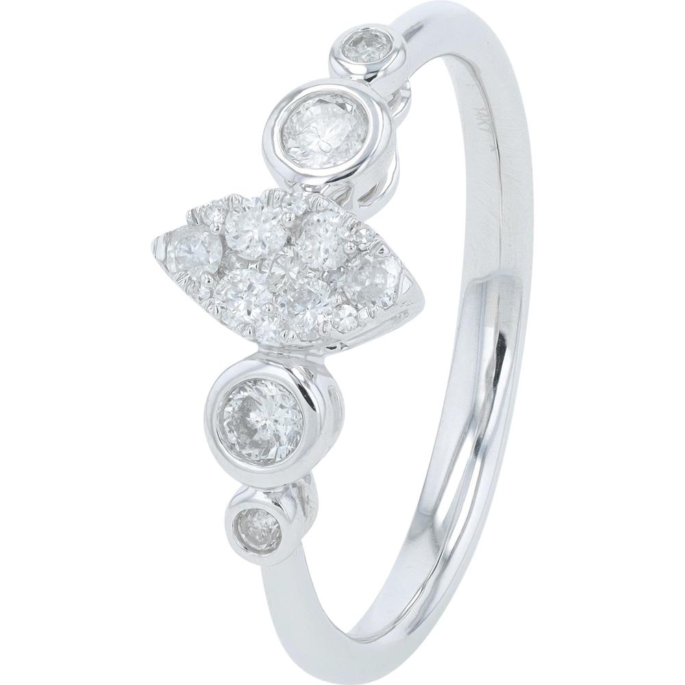 14K White Gold 0.30 Carat Marquis Diamond Cluster Ring