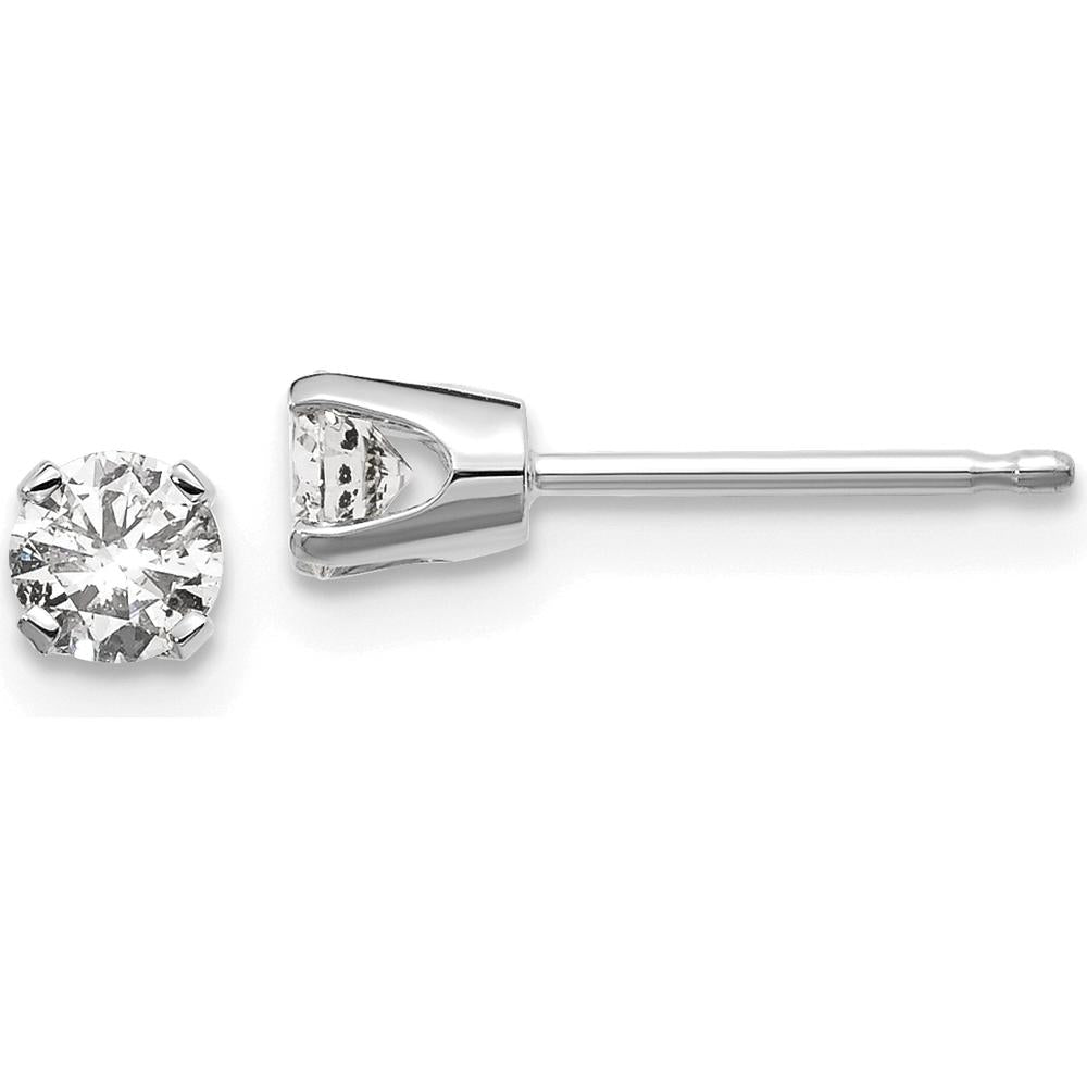 14K White Gold 0.30 Carat Total Round Diamond Stud Earrings with Push-back Closure by 0