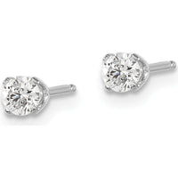 14K White Gold 0.30 Carat Total Round Diamond Stud Earrings with Push-back Closure by 0