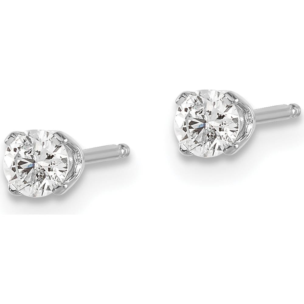 14K White Gold 0.30 Carat Total Round Diamond Stud Earrings with Push-back Closure by 0