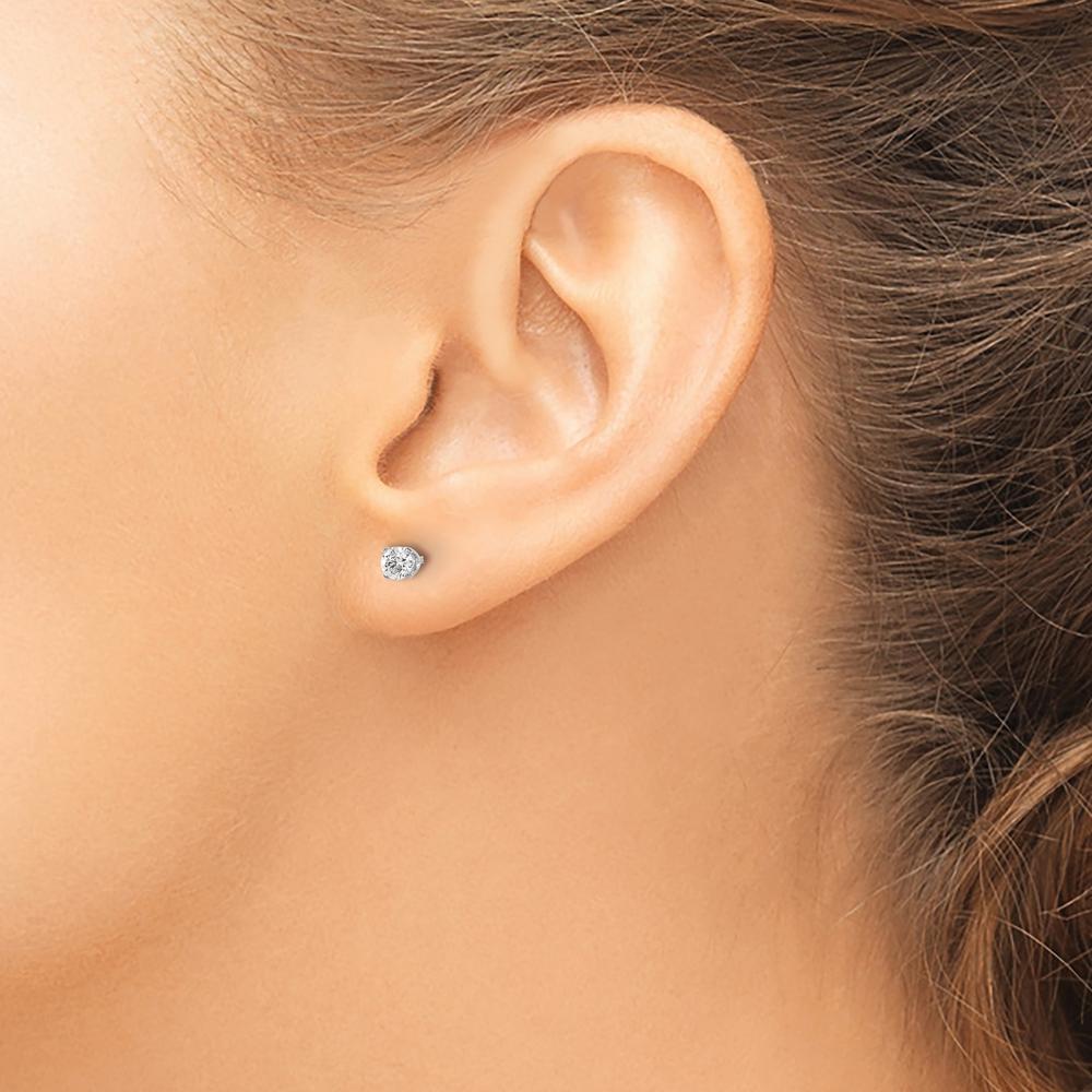 14K White Gold 0.30 Carat Total Round Diamond Stud Earrings with Push-back Closure by 0