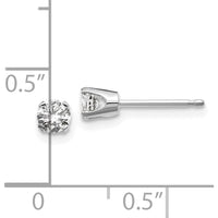 14K White Gold 0.30 Carat Total Round Diamond Stud Earrings with Push-back Closure by 0