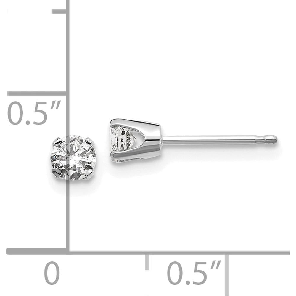 14K White Gold 0.30 Carat Total Round Diamond Stud Earrings with Push-back Closure by 0