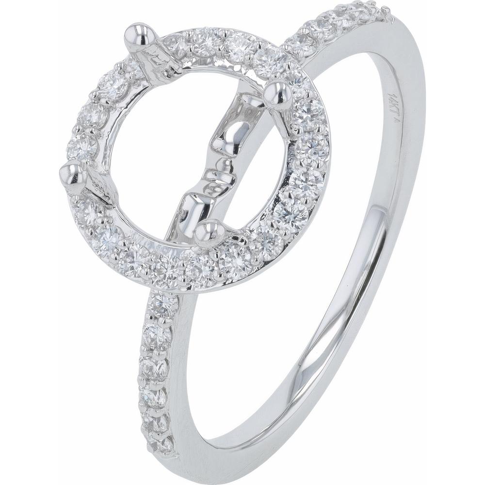 14K White Gold 0.32 Carat Lab Grown Diamond Halo Semi - Mount Ring
