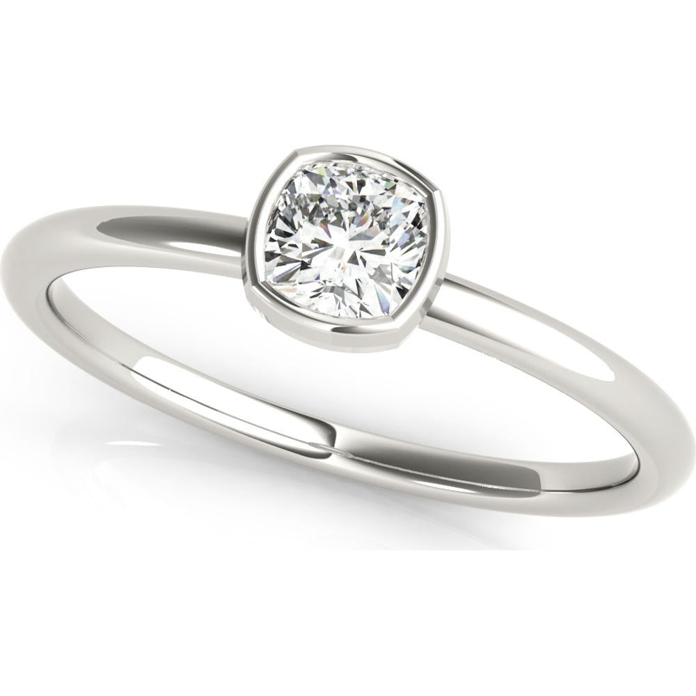 14K White Gold 0.33 Carat Cushion Solitaire Lab Diamond Stackable Ring - Size 7 by Robinson's Jewelers