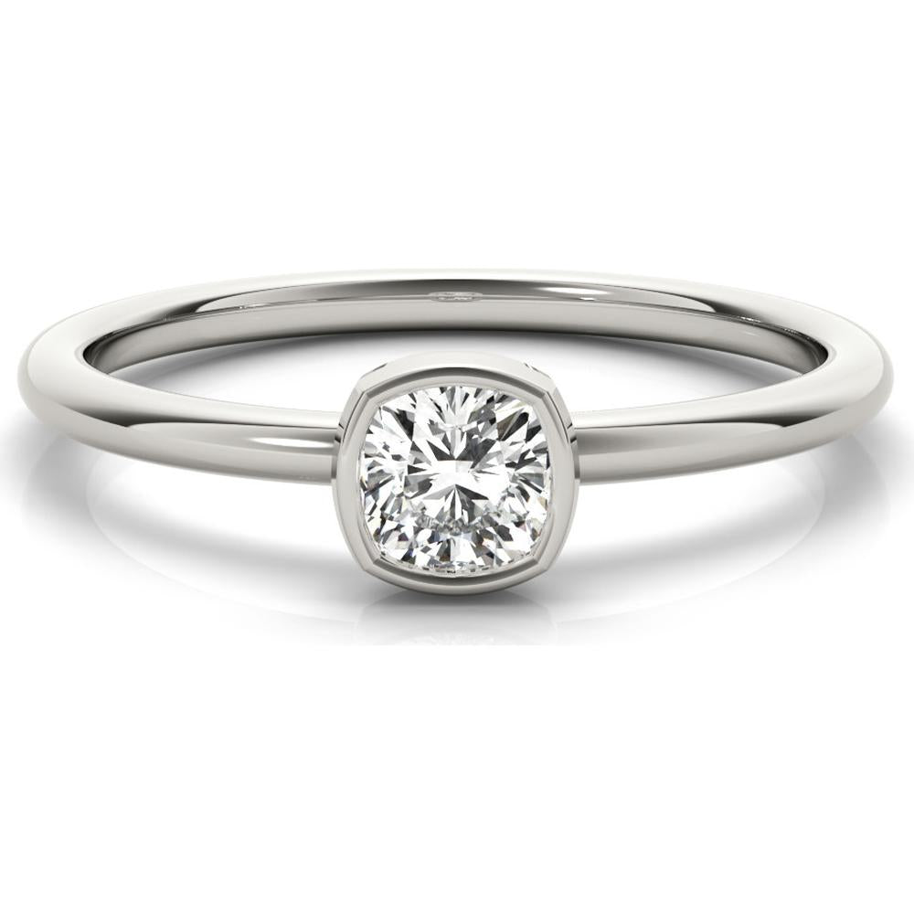 14K White Gold 0.33 Carat Cushion Solitaire Lab Diamond Stackable Ring - Size 7 by Robinson's Jewelers