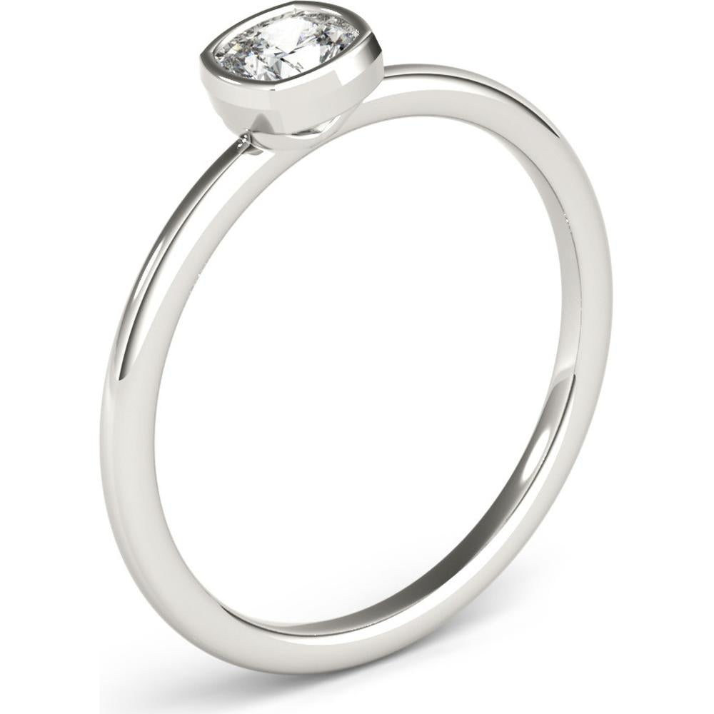 14K White Gold 0.33 Carat Cushion Solitaire Lab Diamond Stackable Ring - Size 7 by Robinson's Jewelers