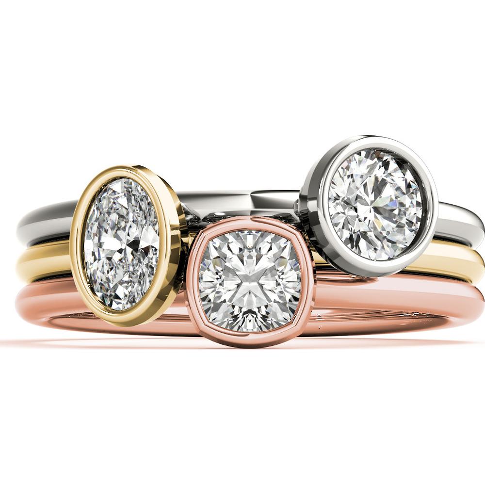 14K White Gold 0.33 Carat Cushion Solitaire Lab Diamond Stackable Ring - Size 7 by Robinson's Jewelers