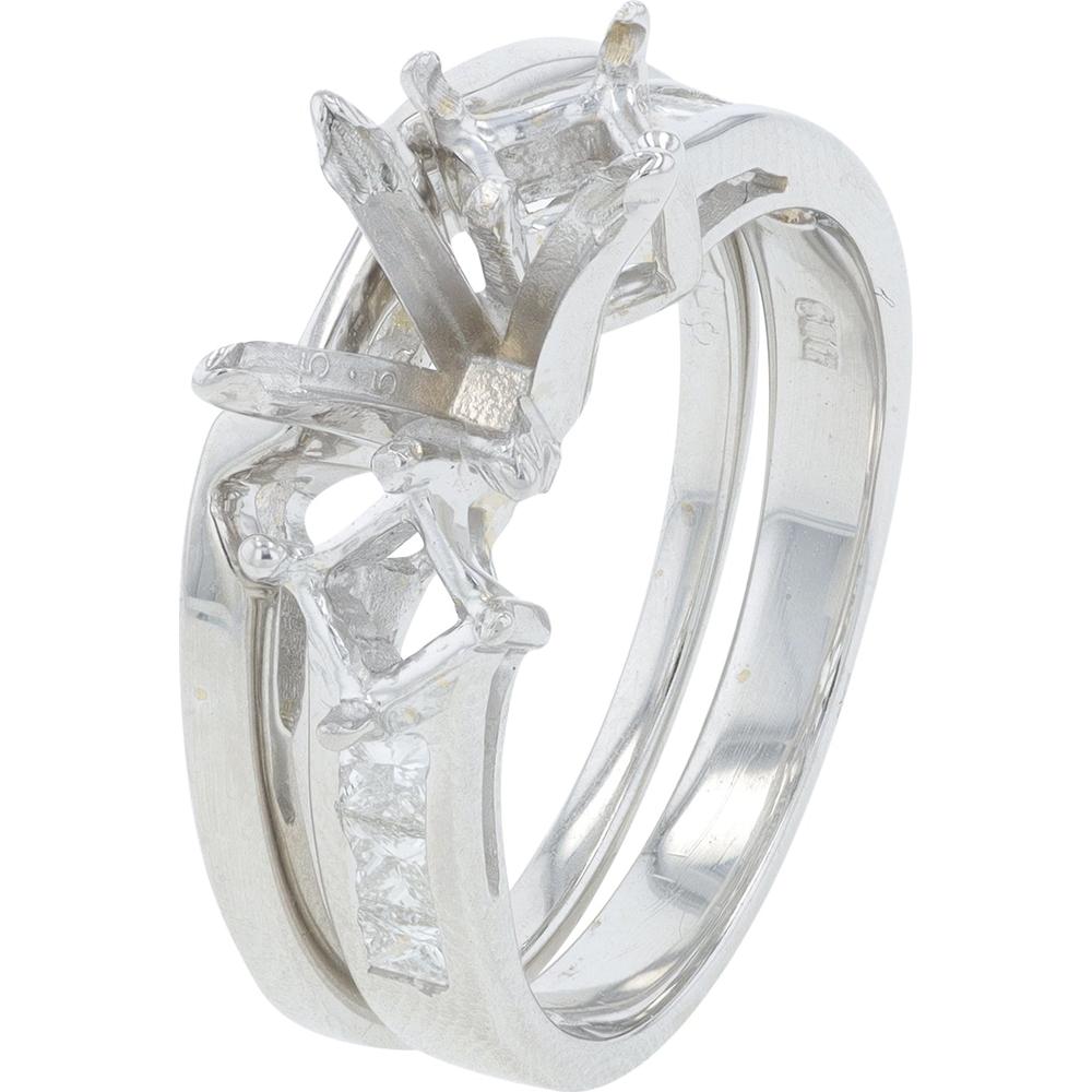 14K White Gold 0.33 Carat Diamond Bridal Set Semi - Mount