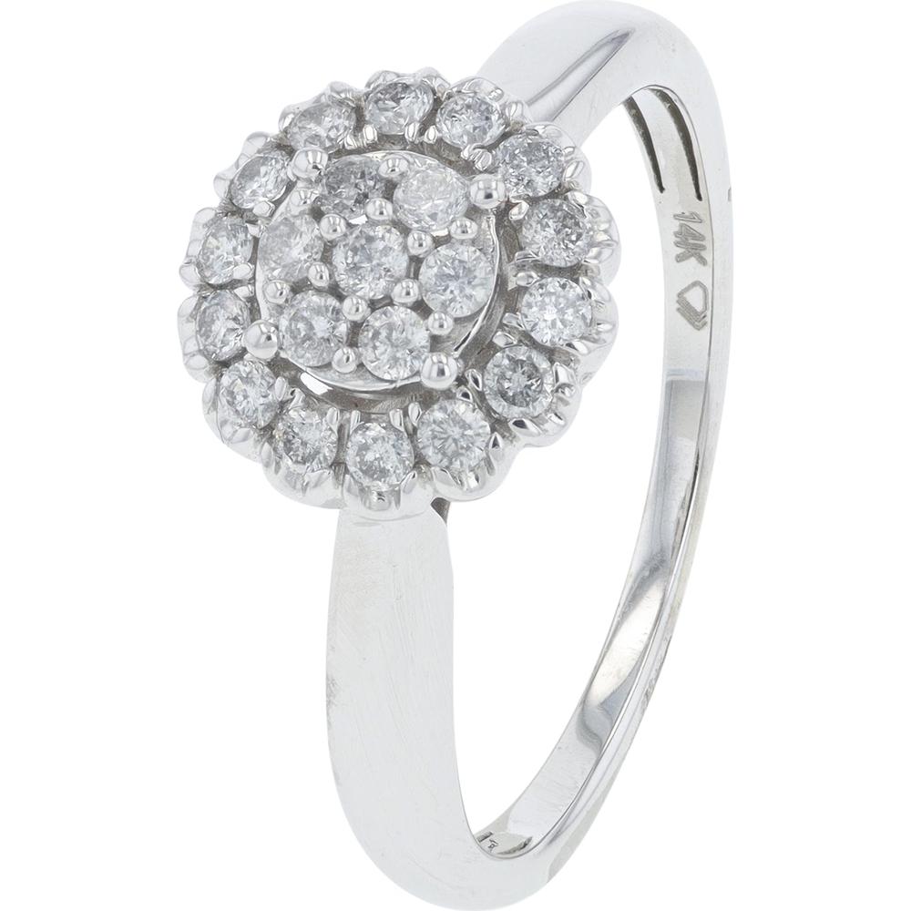14K White Gold 0.33 Carat Diamond Halo Engagement Ring