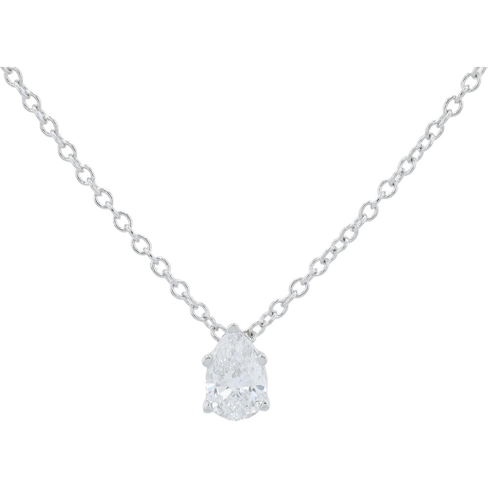 14K White Gold 0.33 Carat Lab Grown Diamond Pear Cut Pendant