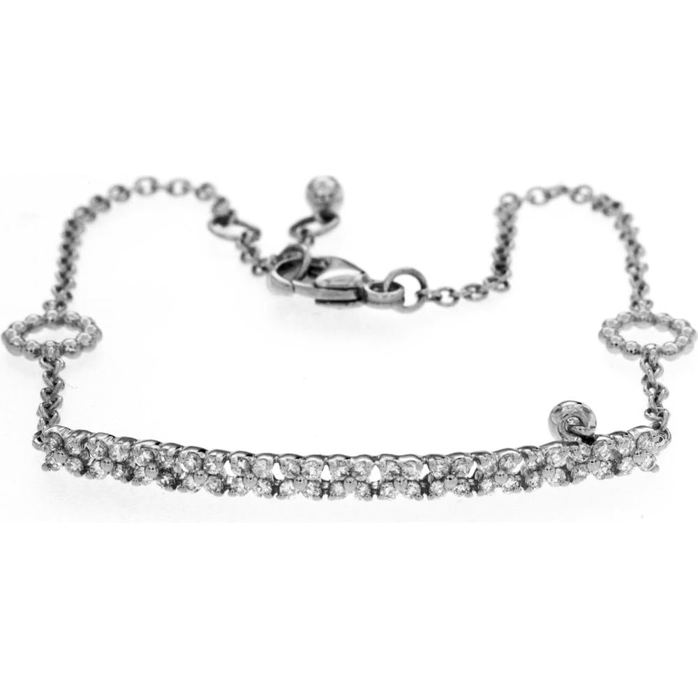 14K White Gold 0.33 Carat Total Weight Diamond Tennis Bracelet with Adjustable Chain - Royal Jewelry