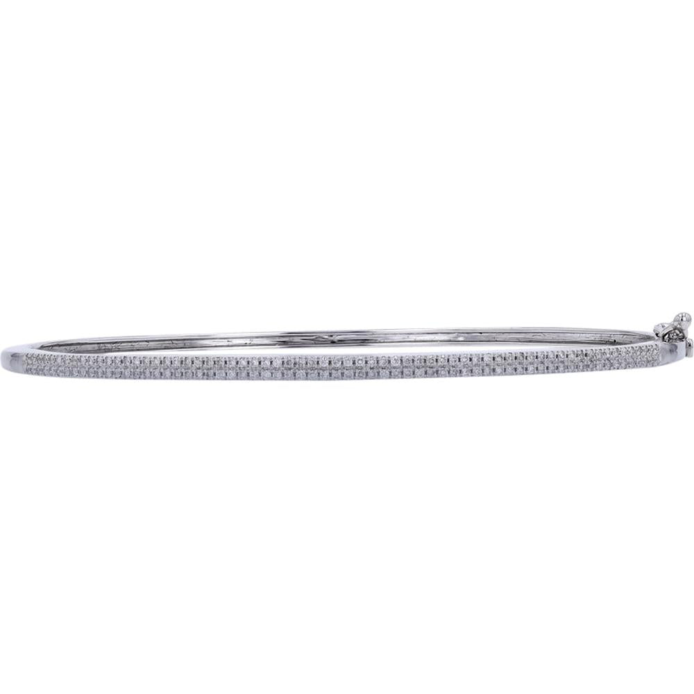 14K White Gold 0.35 Carat Diamond Oval Bangle - Elegant Diamond Bracelet