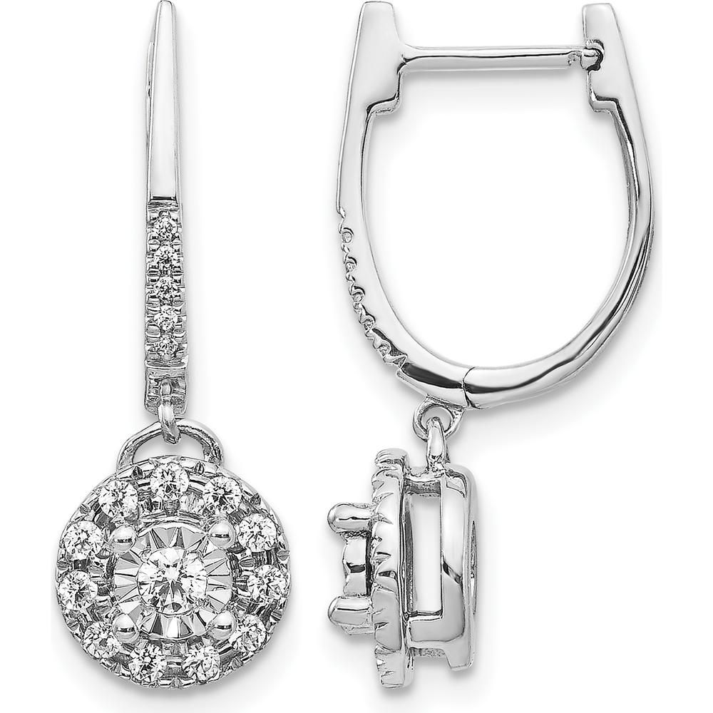 14K White Gold 0.35 Carat Total Diamond Hinged Drop Earrings with Round Diamonds by Monteluci Fine Jewelry
