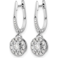 14K White Gold 0.35 Carat Total Diamond Hinged Drop Earrings with Round Diamonds by Monteluci Fine Jewelry