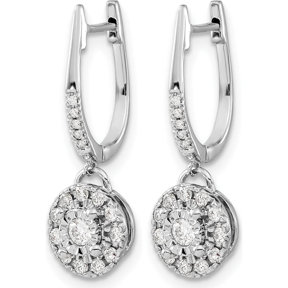 14K White Gold 0.35 Carat Total Diamond Hinged Drop Earrings with Round Diamonds by Monteluci Fine Jewelry