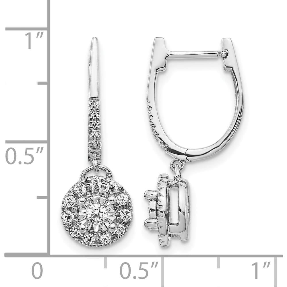 14K White Gold 0.35 Carat Total Diamond Hinged Drop Earrings with Round Diamonds by Monteluci Fine Jewelry