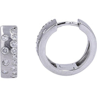 14K White Gold 0.35 Carats Diamond Huggie Earrings