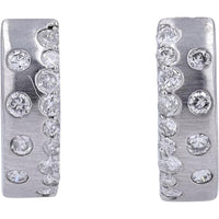 14K White Gold 0.35 Carats Diamond Huggie Earrings