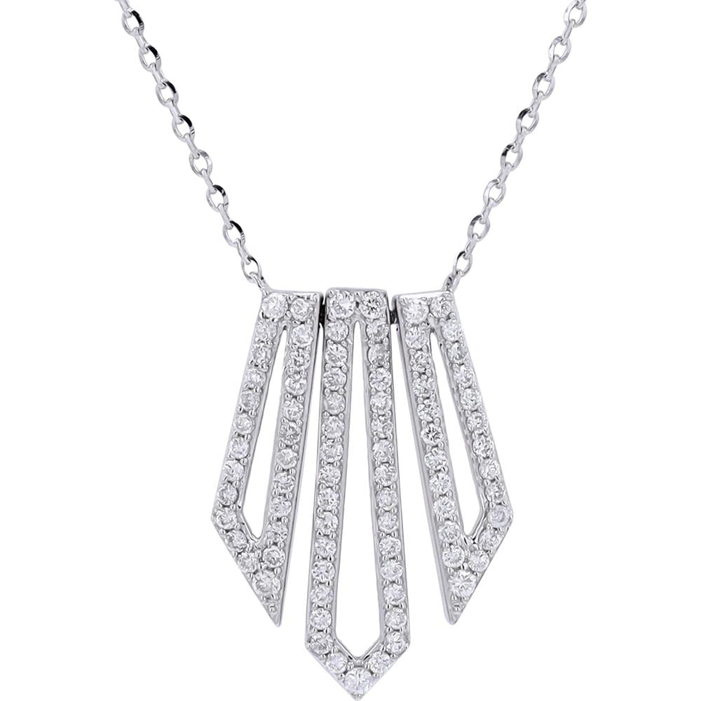 14K White Gold 0.36 Carat Diamond Geometric Pendant Necklace