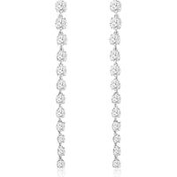 14K White Gold 0.40 Carat Total Weight Diamond Linear Drop Earrings with Round Brilliant Cut Stones and Push Back Closure - Royal Jewelry
