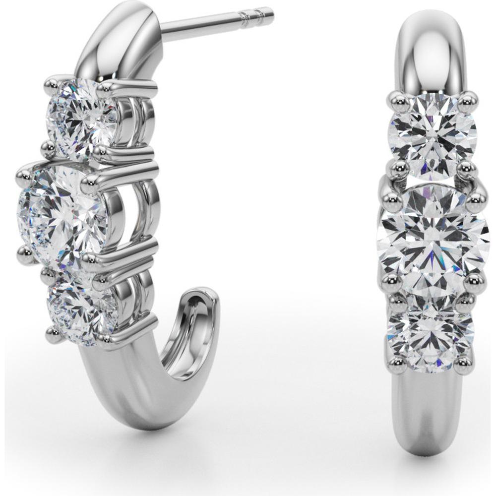14K White Gold 0.48 Carat Total Weight Lab Diamond 3 Stone Earrings by Robinson's Jewelers
