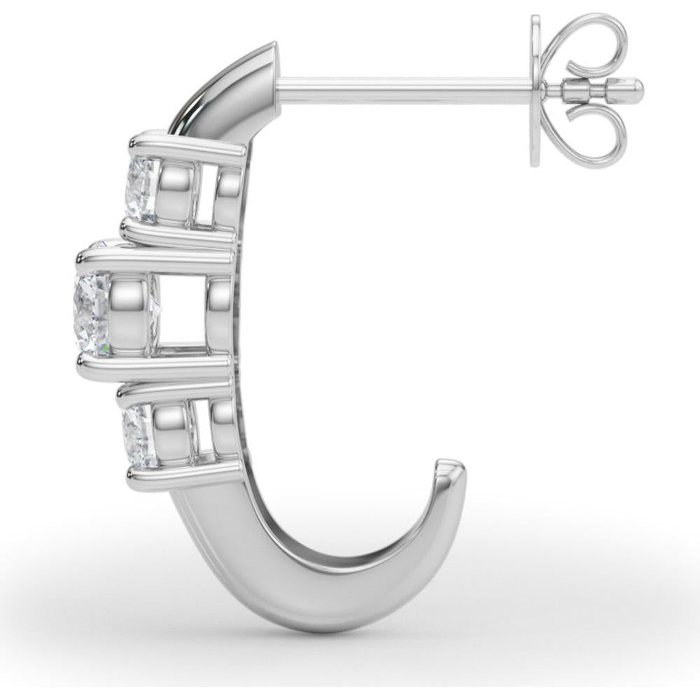14K White Gold 0.48 Carat Total Weight Lab Diamond 3 Stone Earrings by Robinson's Jewelers