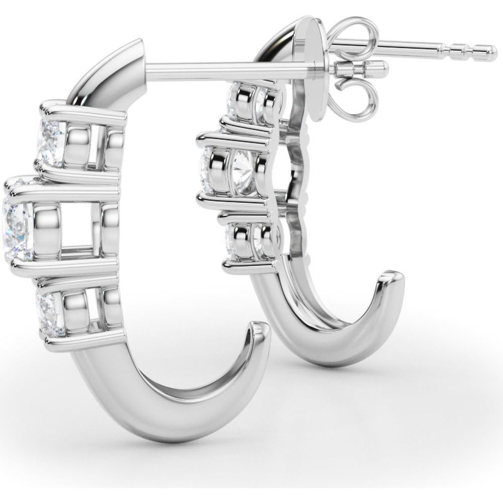 14K White Gold 0.48 Carat Total Weight Lab Diamond 3 Stone Earrings by Robinson's Jewelers